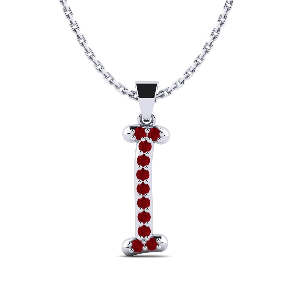 950 Palladium Roter Zirkonia Damen anhänger Pracdett - I