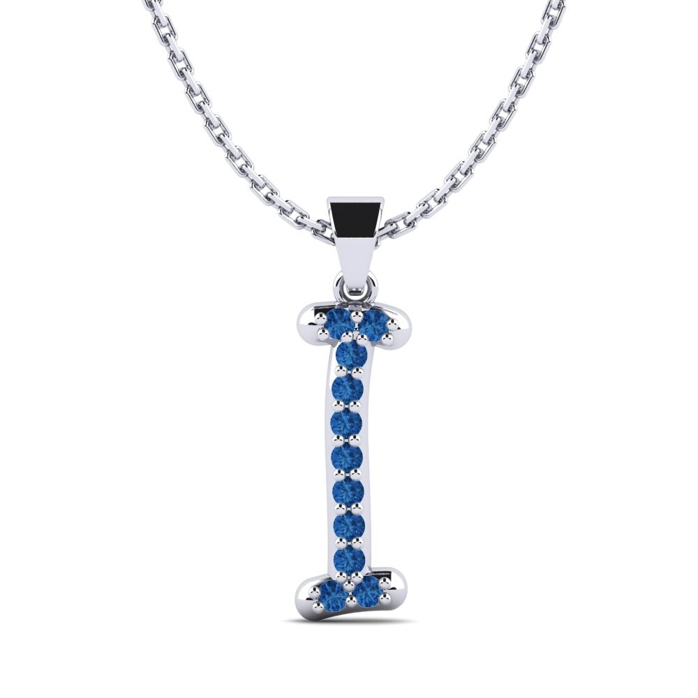 950 Palladium Dunkelblauer Zirkonia Damen anhänger Pracdett - I