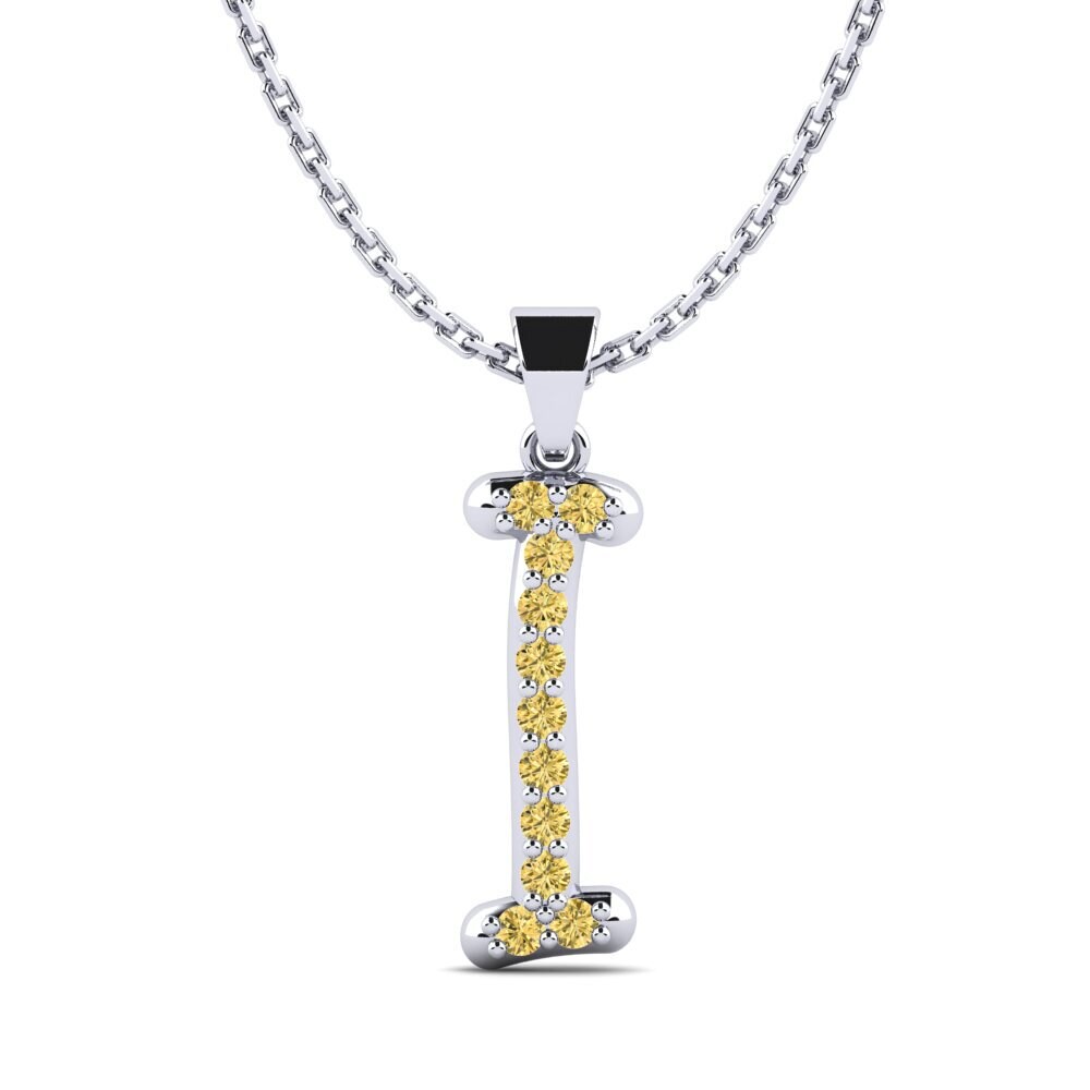 Weißgold 585 Gelber Diamant Damen anhänger Pracdett - I