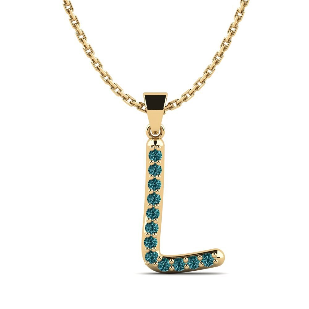 Blauer Diamant Damen anhänger Pracdett - L