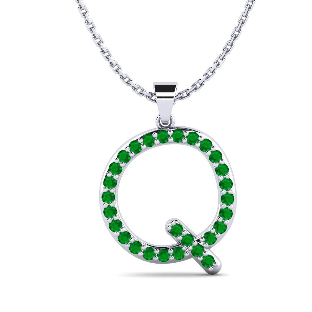 950 Palladium Smaragd Damen anhänger Pracdett - Q