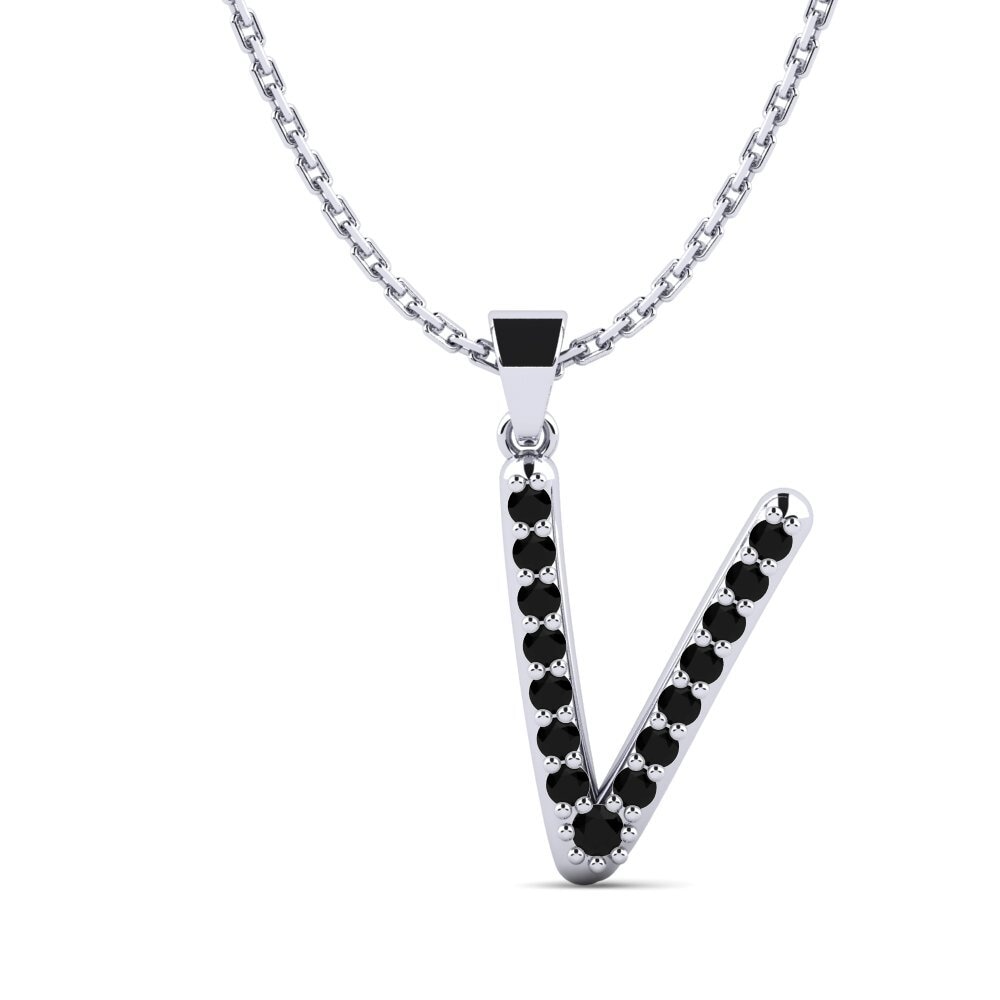 950 Palladium Schwarzer Onyx Damen anhänger Pracdett - V