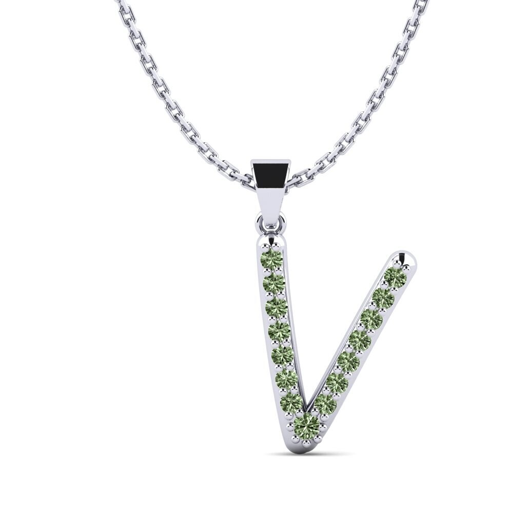 950 Palladium Grüner Diamant Damen anhänger Pracdett - V