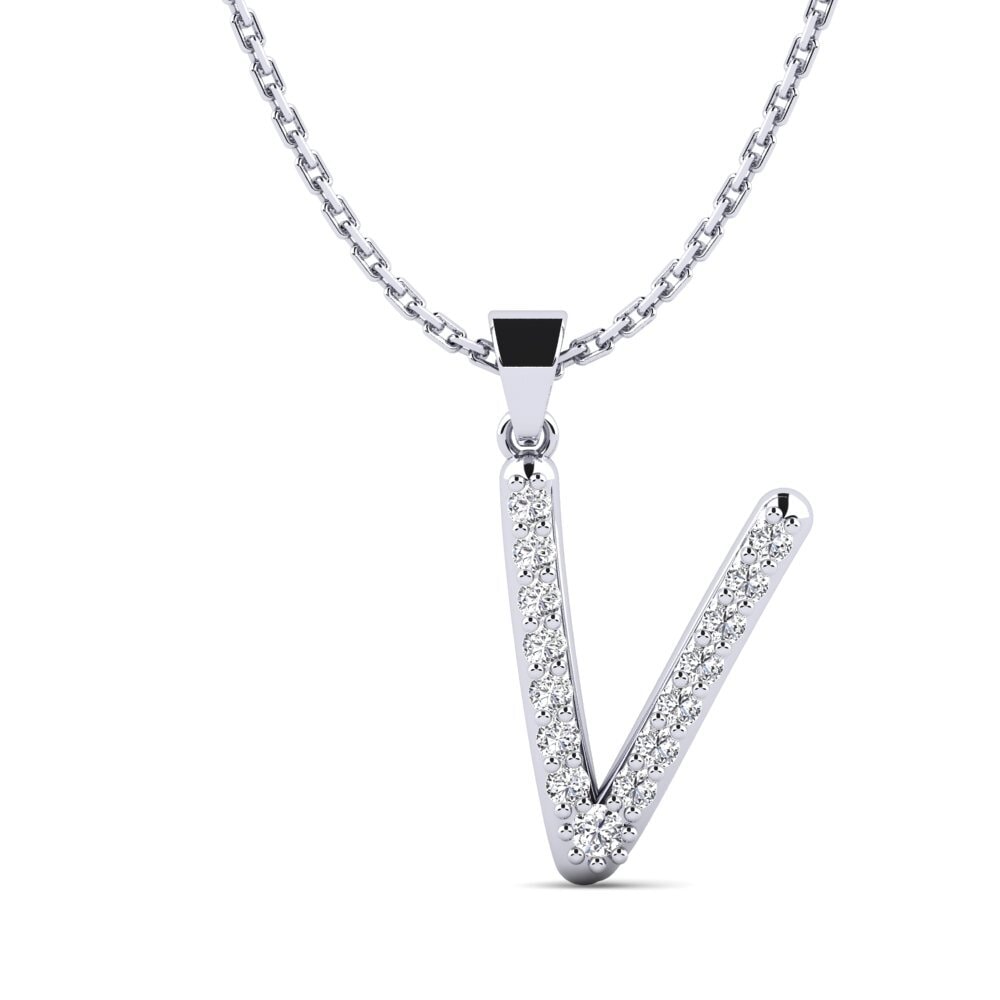950 Palladium Labor-gezüchteter Diamant Damen anhänger Pracdett - V
