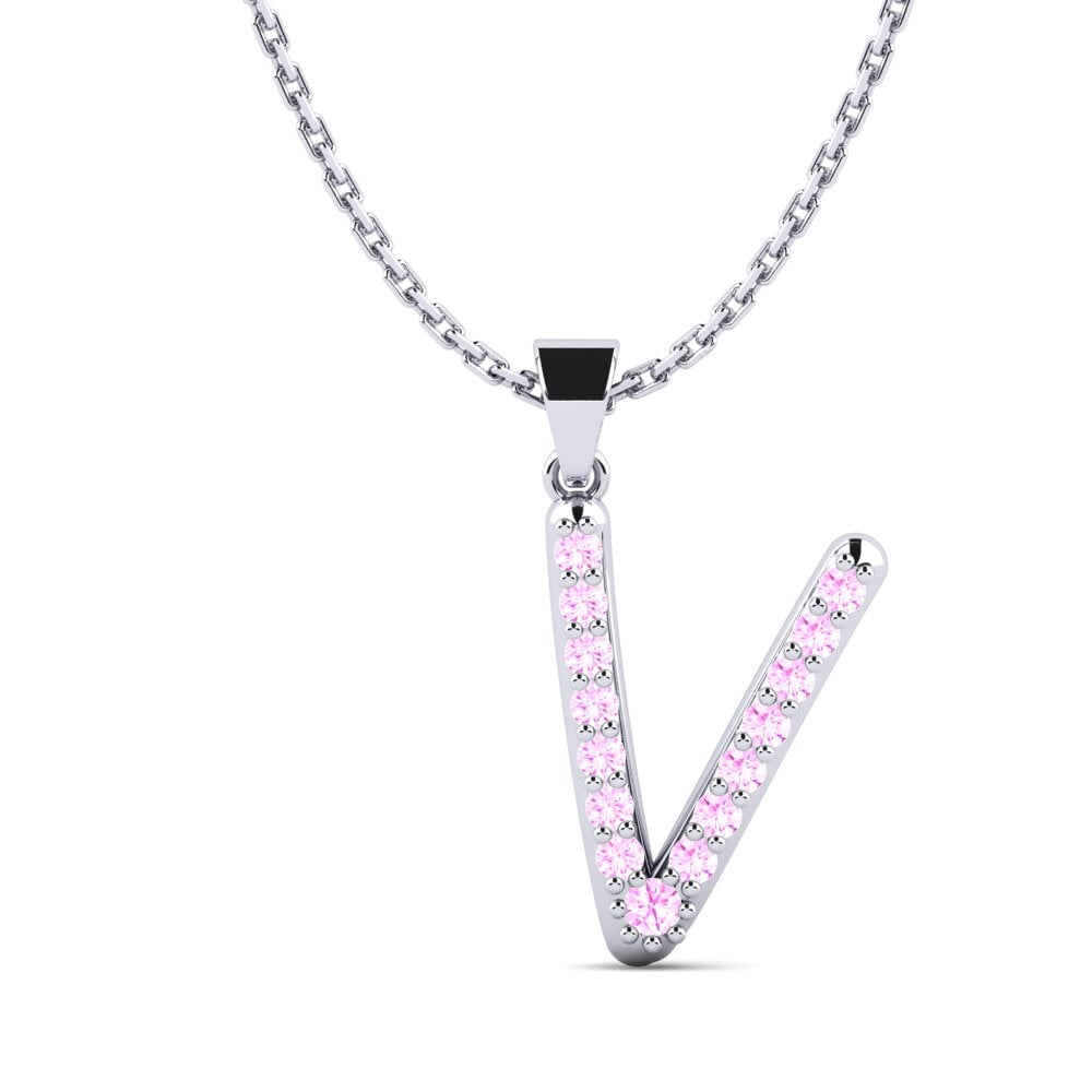 Weißgold 750 Rosa Saphir Damen anhänger Pracdett - V