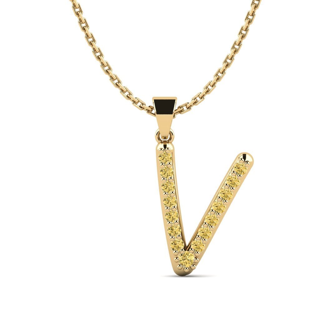 Gele Diamant Dames Hanger Pracdett - V