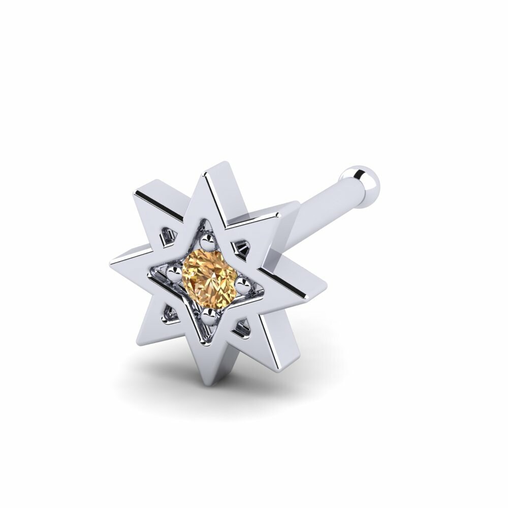Bruine Diamant Neus Pin Prata