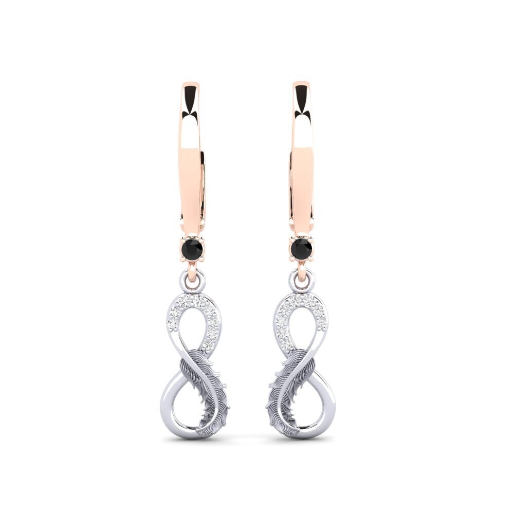 9ct Rose & White Gold Black Onyx Women's Earring Pravda