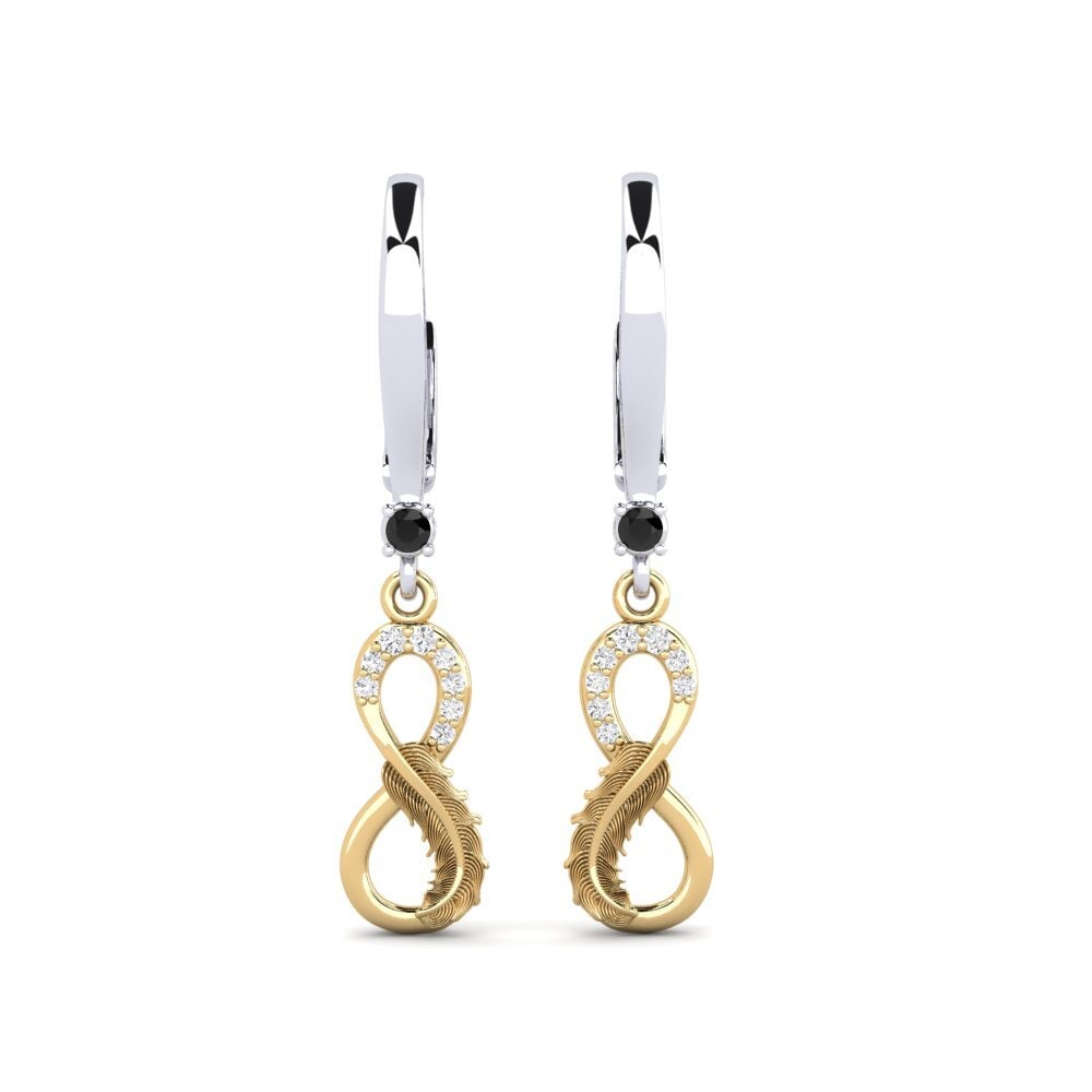 9ct White & Yellow Gold Black Onyx Women's Earring Pravda