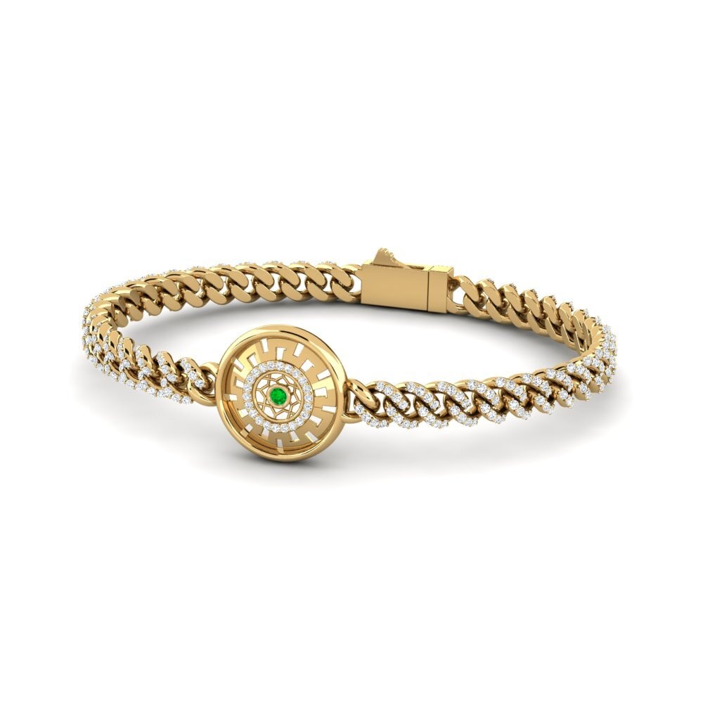 14k Oro Amarillo Esmeralda Pulsera de Mujer Preoriandy