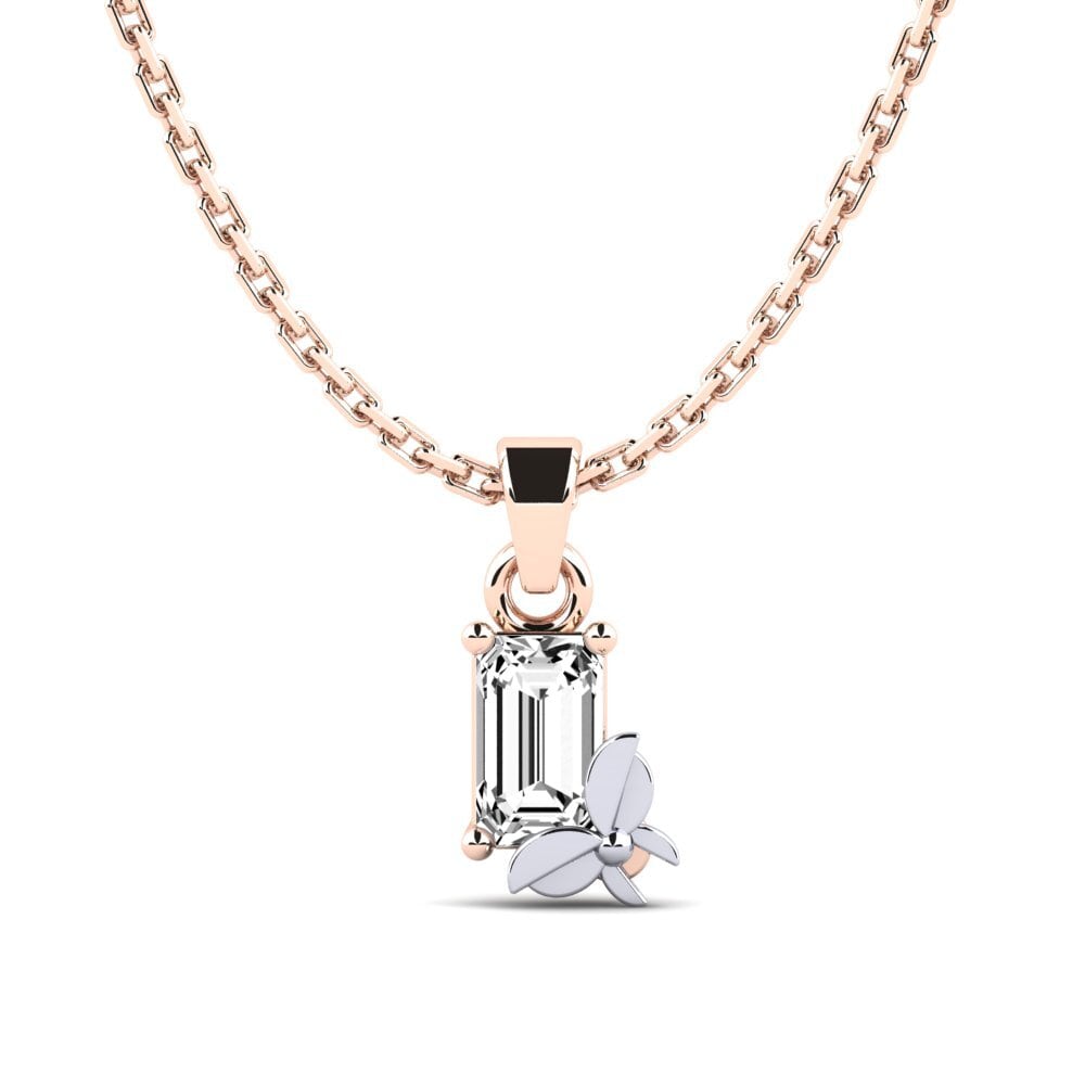 18k Oro Rosa & Blanco Moissanita Colgante de Mujer Presa