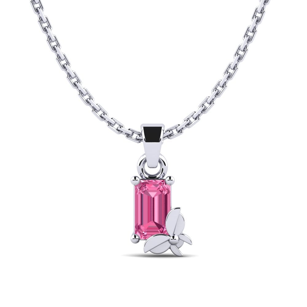 Platino 950 Turmalina rosa Colgante de Mujer Presa