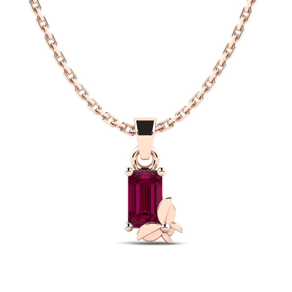 Emerald Cut Rhodolite Garnet Pendant Presa