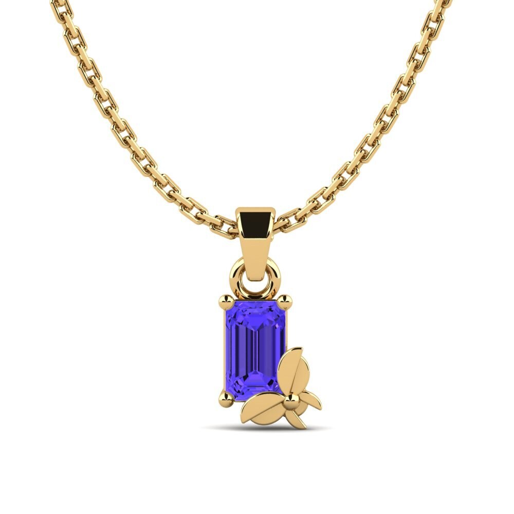 18k Oro Amarillo Tanzanita Colgante de Mujer Presa