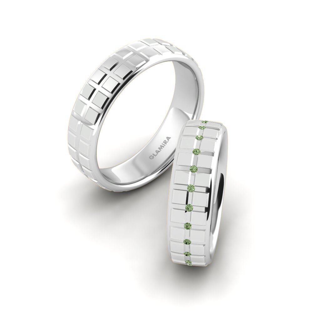 Green Diamond Wedding Ring Pretty Element 6 mm