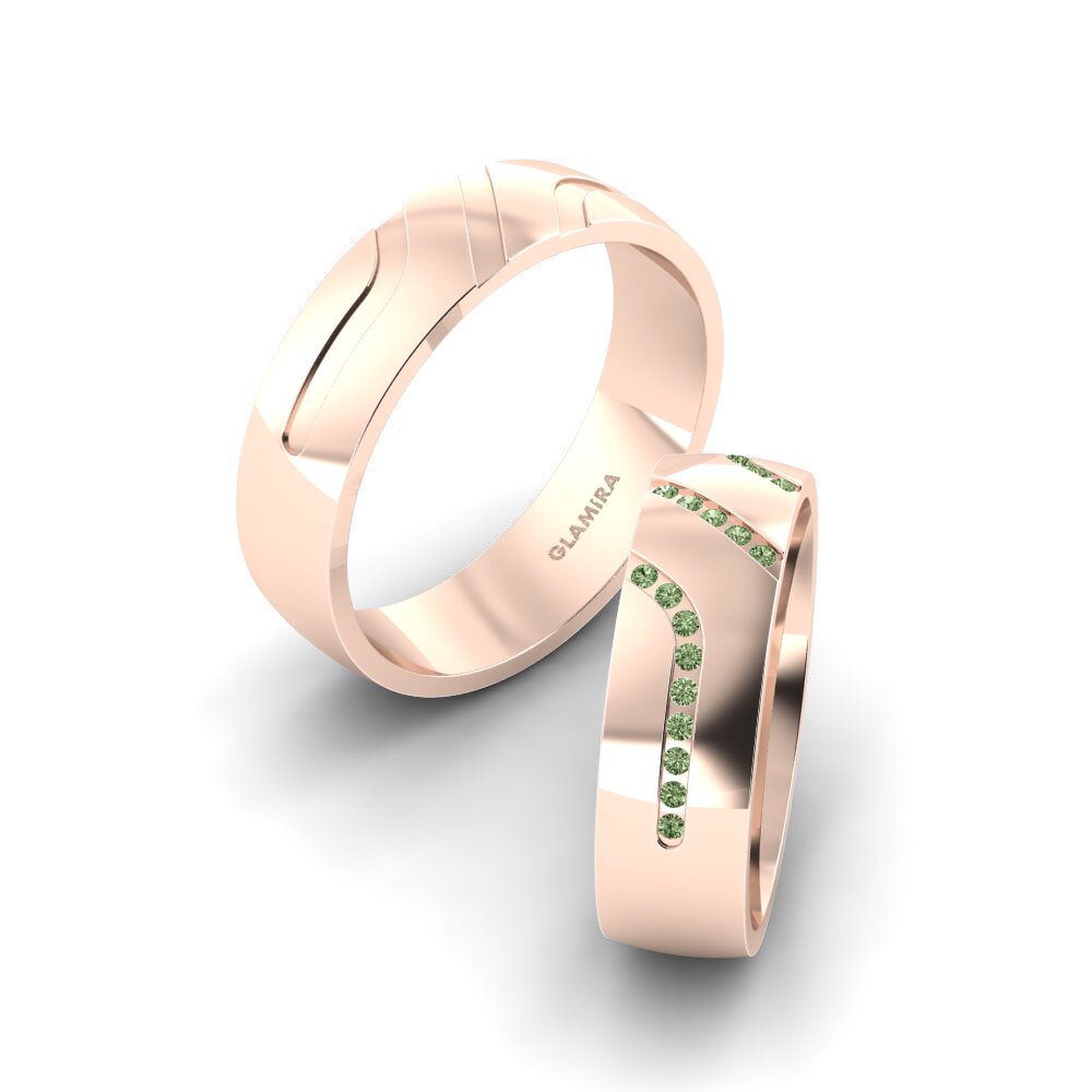 Green Diamond Wedding Ring Pretty Embrace 6 mm