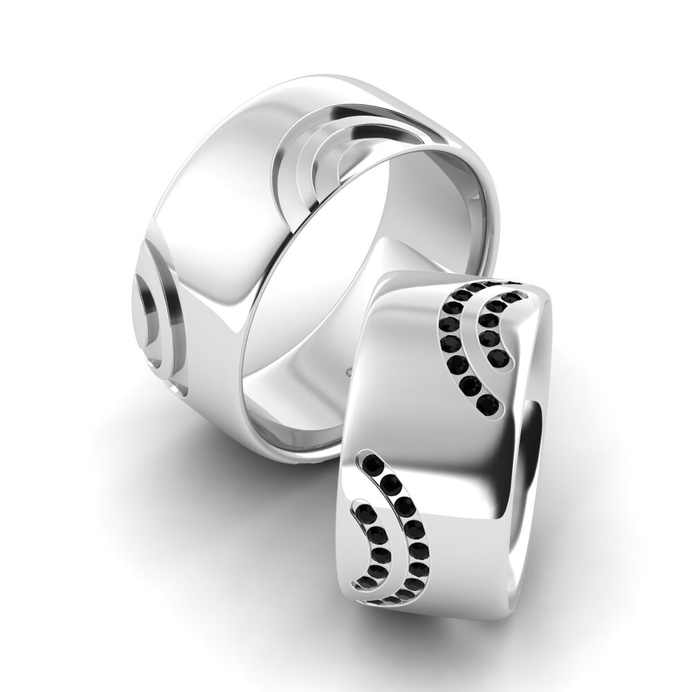 950 Palladium Black Diamond Wedding Ring Pretty Joy 10 mm