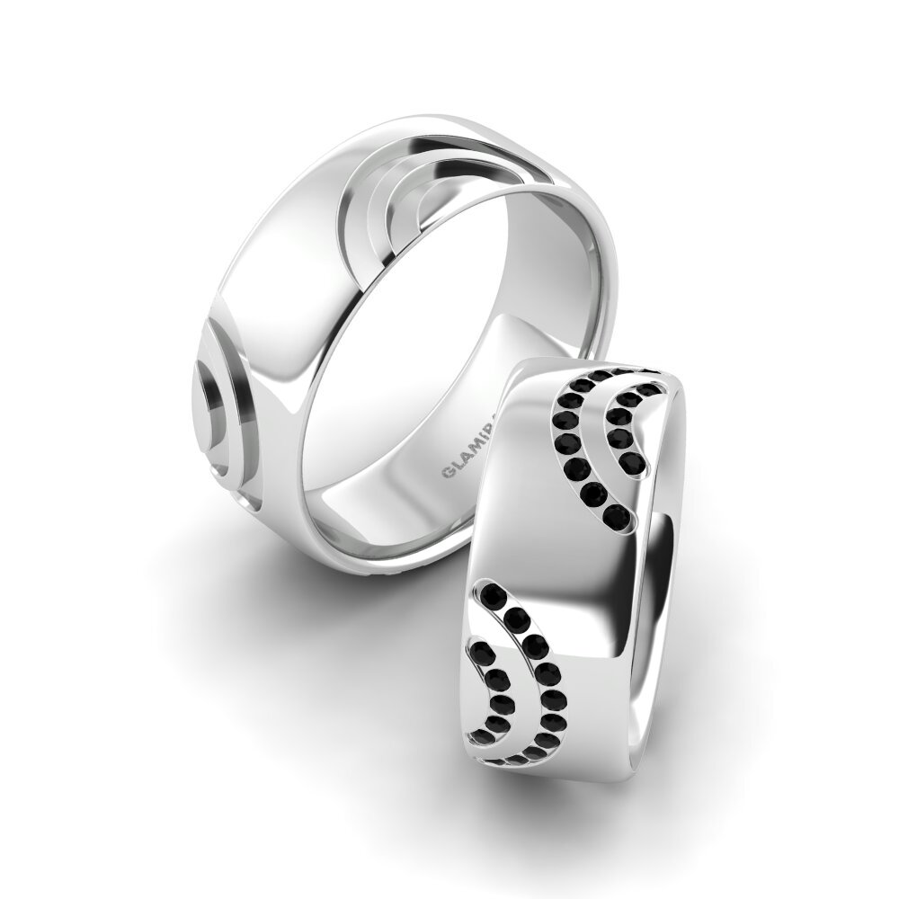 950 Palladium Black Diamond Wedding Ring Pretty Joy 8 mm