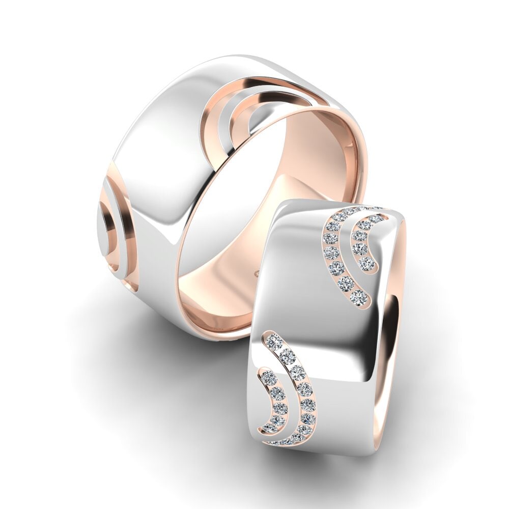 14k Oro Blanco & Rosa Anillo de boda Pretty Joy 10 mm