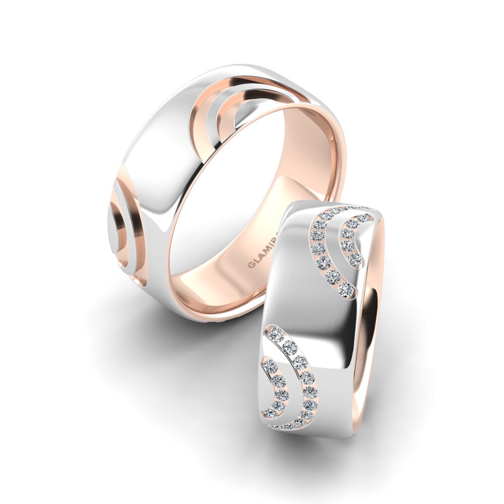14k Oro Blanco & Rosa Anillo de boda Pretty Joy 8 mm