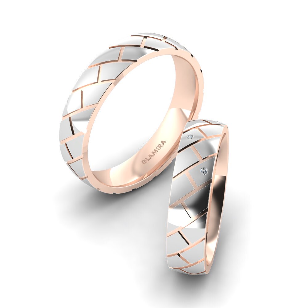14k Oro Blanco & Rosa Anillo de boda Pretty Mood 5 mm