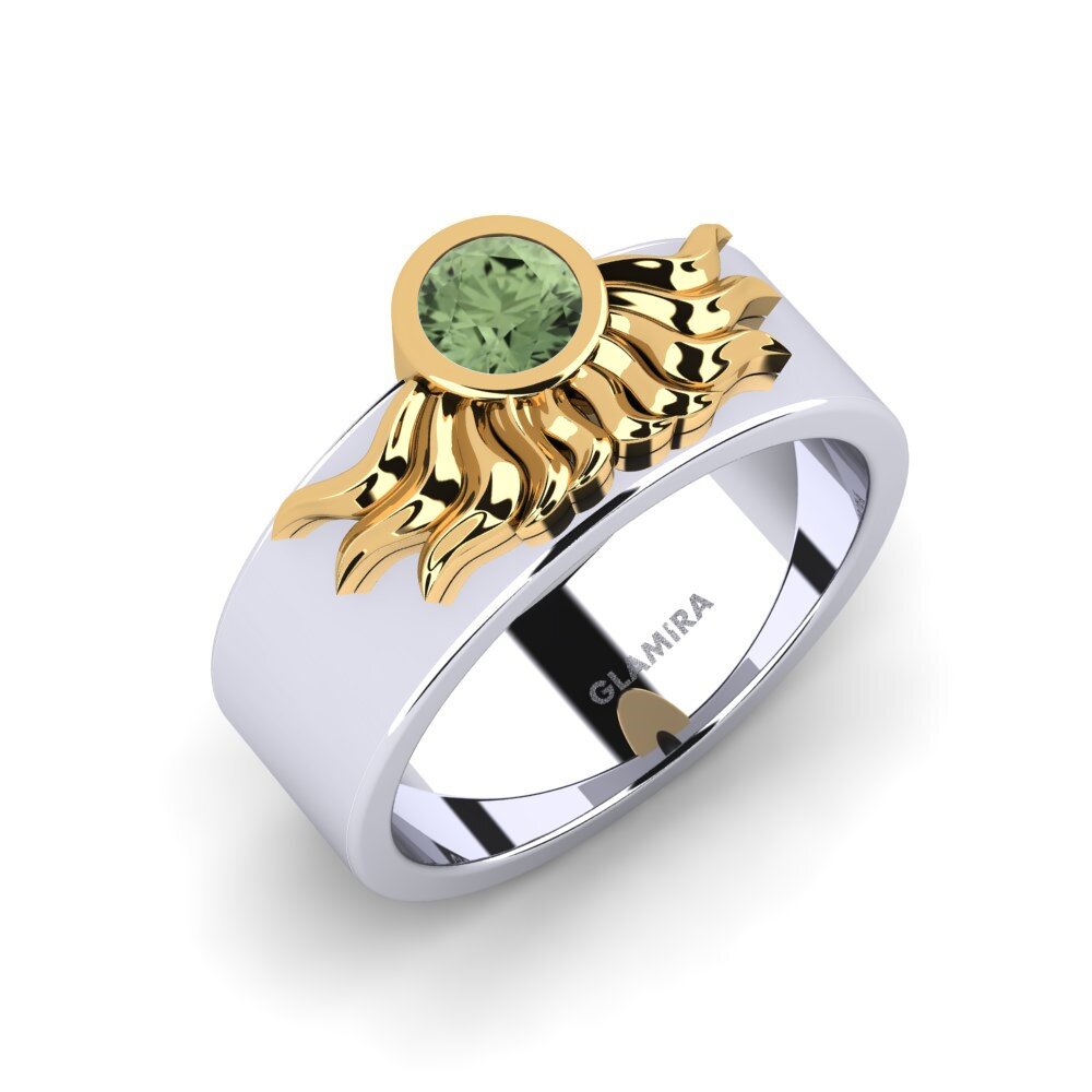 14ct White / Yellow Gold Green Sapphire Ring Pretty Morning Women