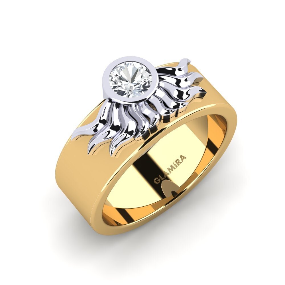 14ct Yellow / White Gold White Zircon Ring Pretty Morning Women