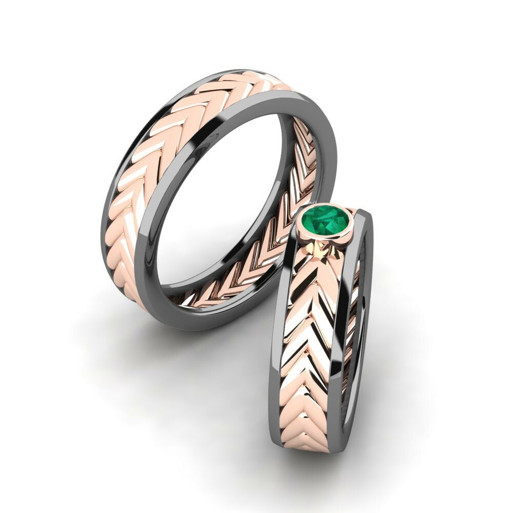 Emerald Couple's Ring Pretty One Pair