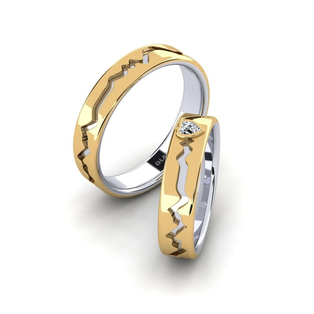 Twinset Wedding Rings GLAMIRA Pretty Pulse Pair 585 White & Yellow Gold Zirconia