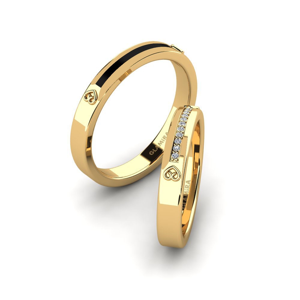 14k Yellow Gold Couple's Ring Pretty Spark Pair