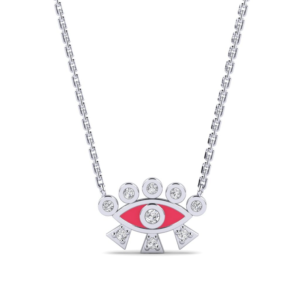 14k Oro Blanco Diamante Collar de Mujer Priamos