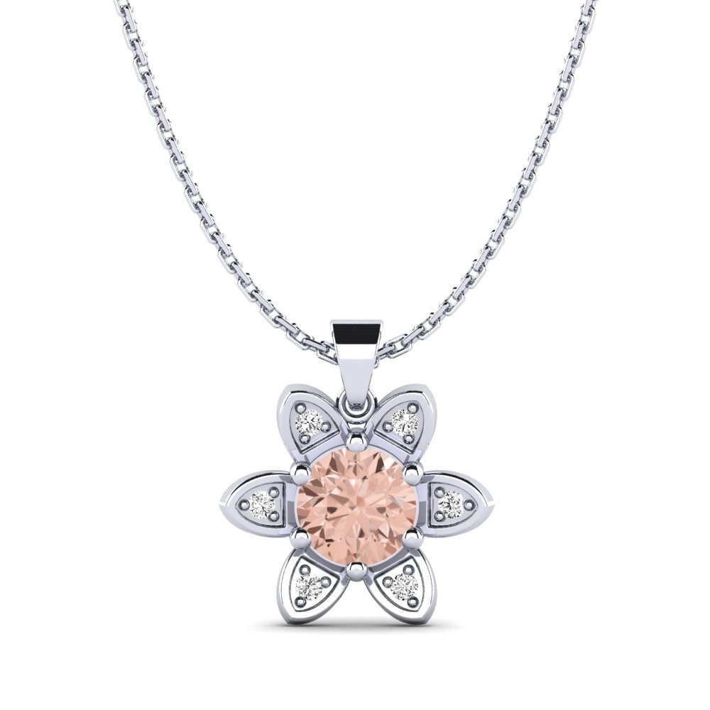 14k Oro Blanco Morganita Colgante de Mujer Pridon