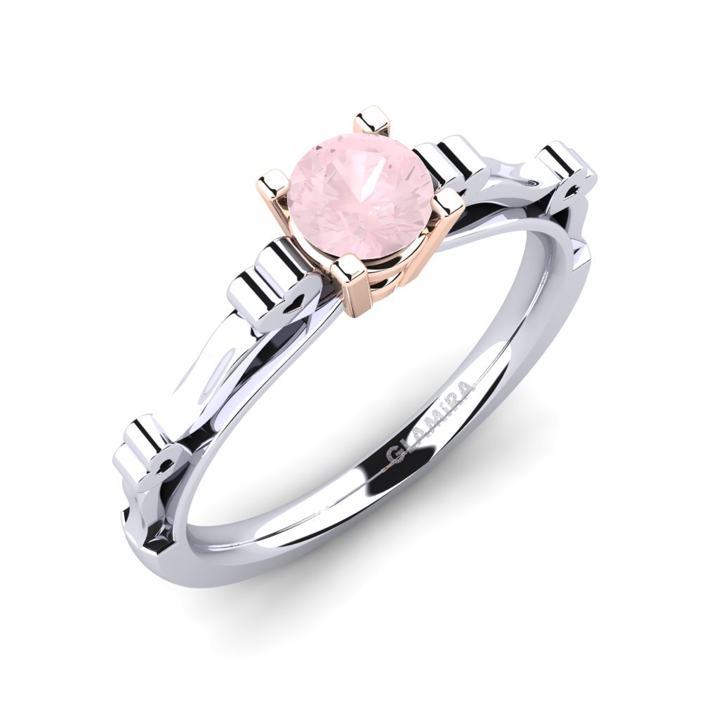 14ct White & Rose Gold Rose Quartz Engagement Ring Primula
