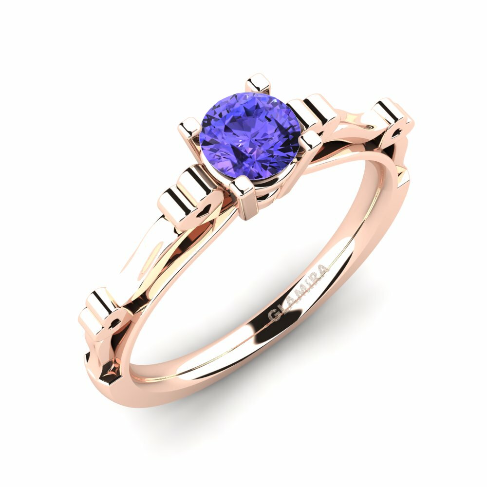 圓形 Design Solitaire 坦桑石 14k 玫瑰金 訂婚戒指 Primula