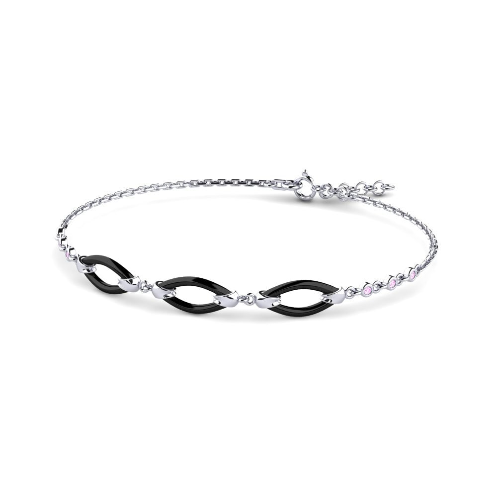 14k Oro Blanco Zafiro Rosado Pulsera de Mujer Priyanka