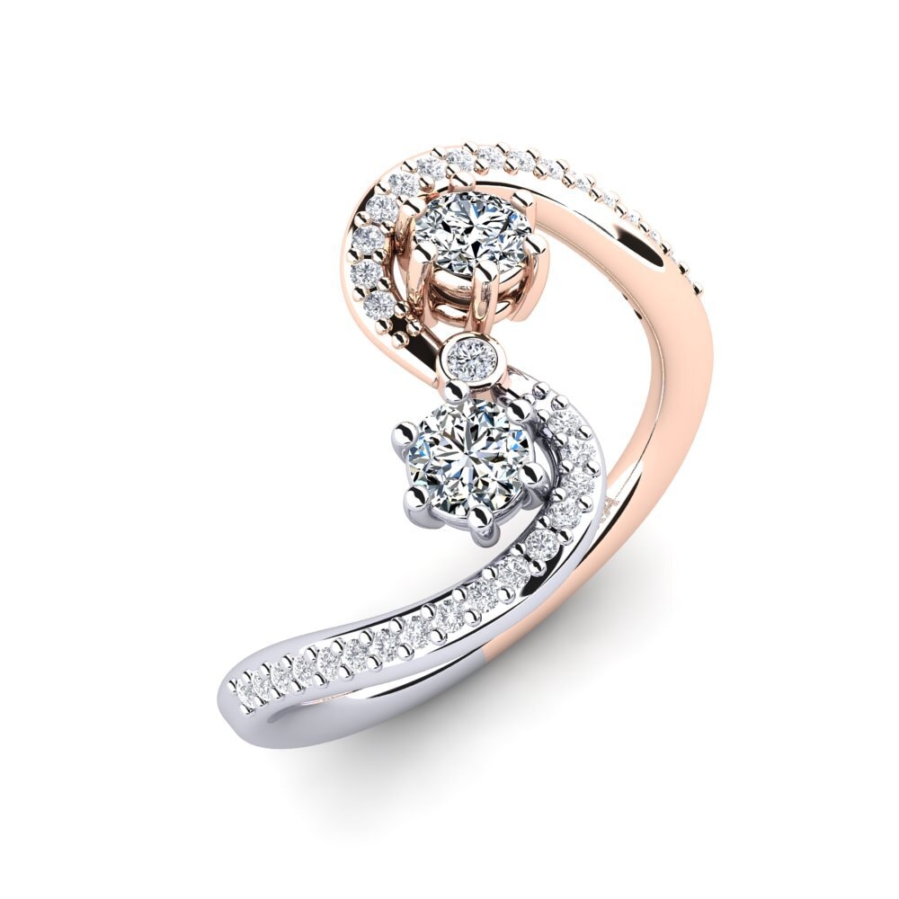 Oro Rosso & Bianco 585 Zircone Anello Priyota