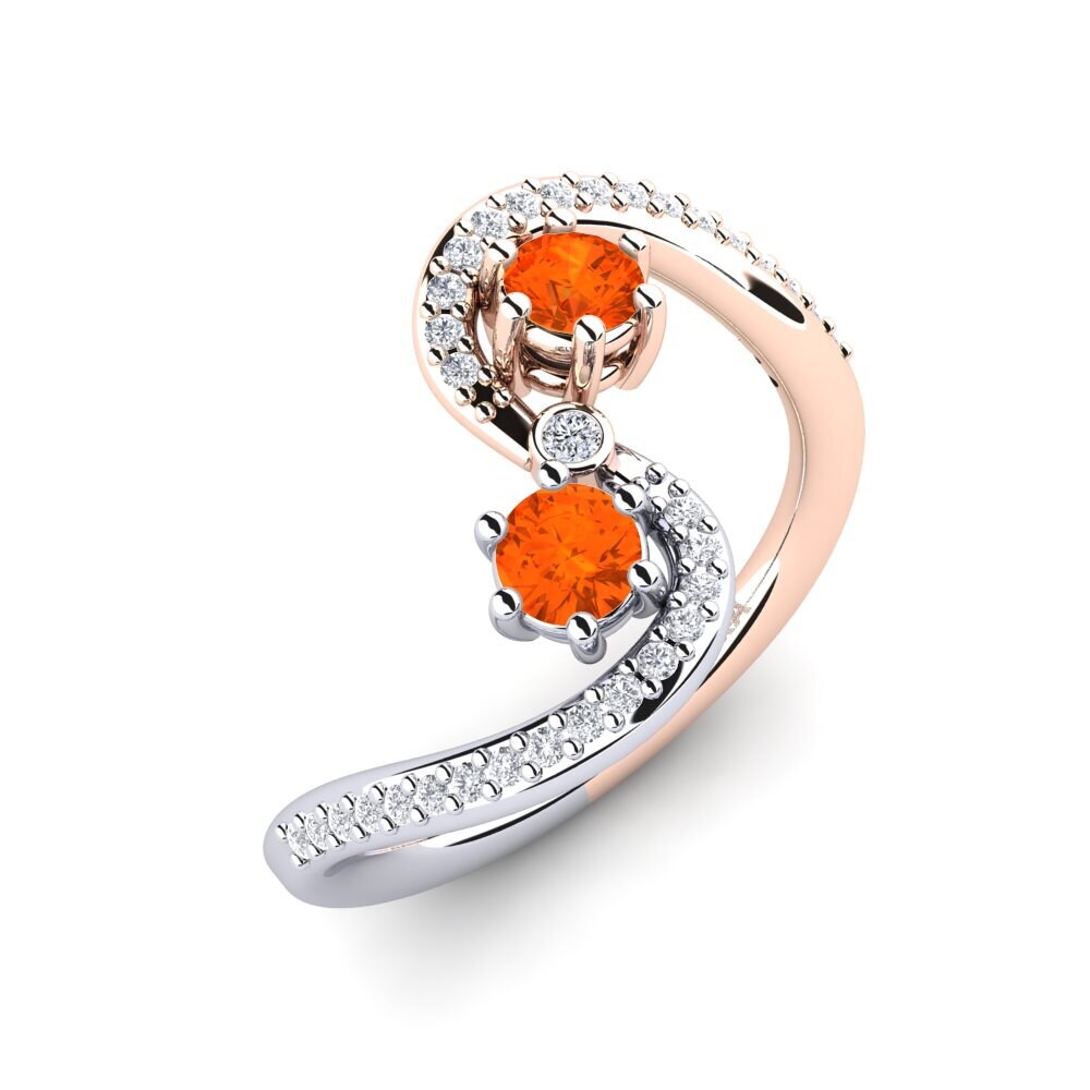 14ct Rose & White Gold Fire Opal Ring Priyota