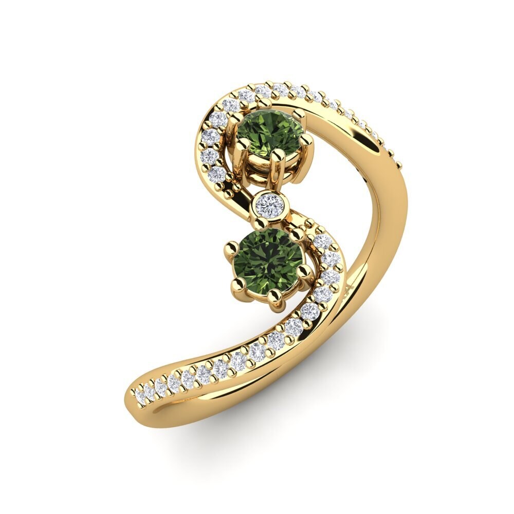 18k Oro Amarillo Zafiro Verde Anillo Priyota