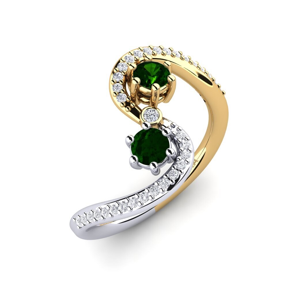9ct Yellow & White Gold Green Tourmaline Ring Priyota