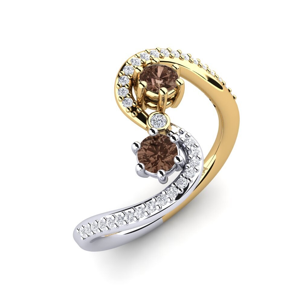 9ct Yellow & White Gold Smoky Quartz Ring Priyota
