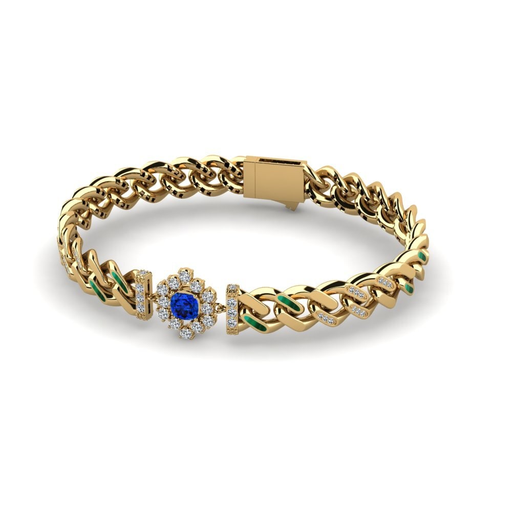 14k Oro Amarillo Safiro (Creado en Laboratorio) Pulsera de Mujer Proclarks