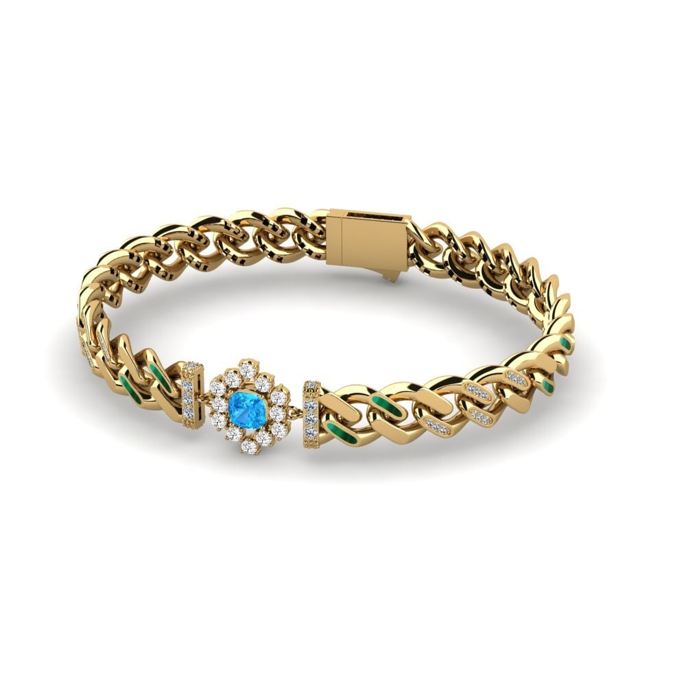 14k Oro Amarillo Topacio azul Pulsera de Mujer Proclarks
