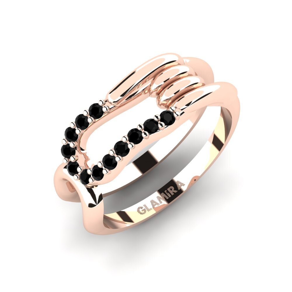 14k Oro Rosa Ónix Negro Anillo meñique Propinquity