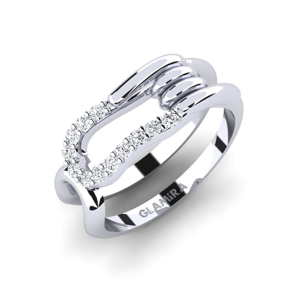 14k Oro Blanco Circonita Anillo meñique Propinquity