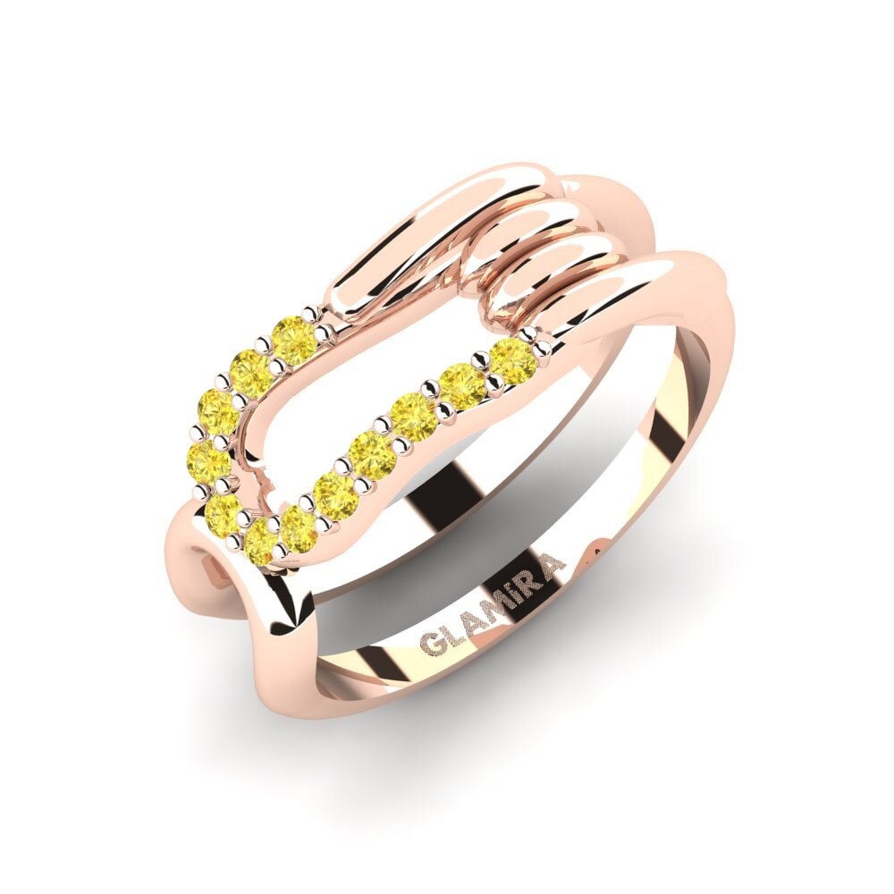 9k Oro Rosa Zafiro amarillo Anillo meñique Propinquity