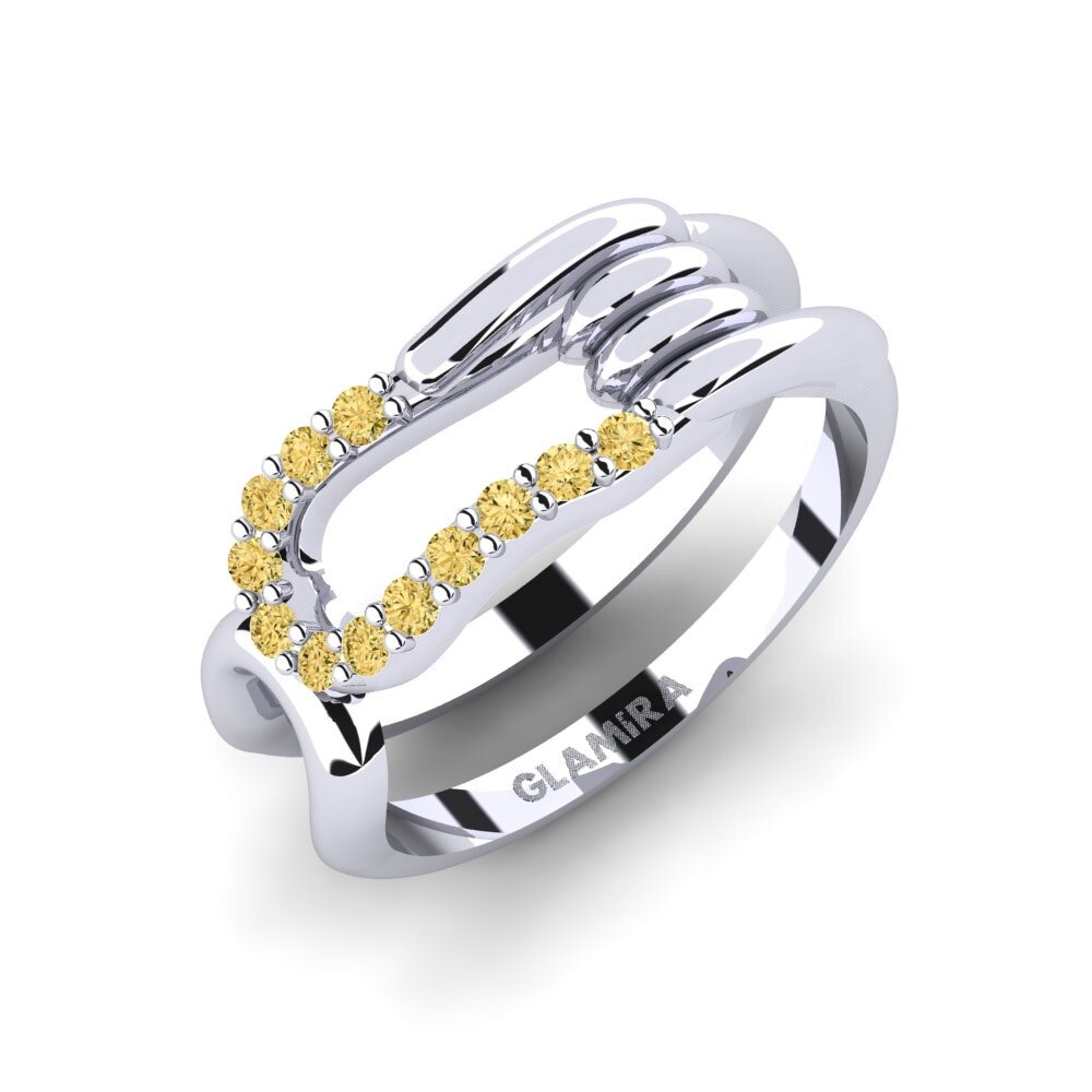 Plata 925 Diamante Amarillo Anillo meñique Propinquity