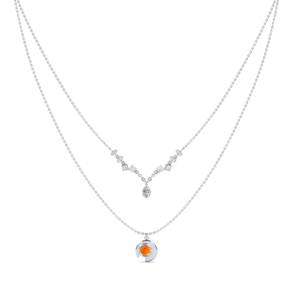Zafiro Naranja Collar de Mujer Prosesyus