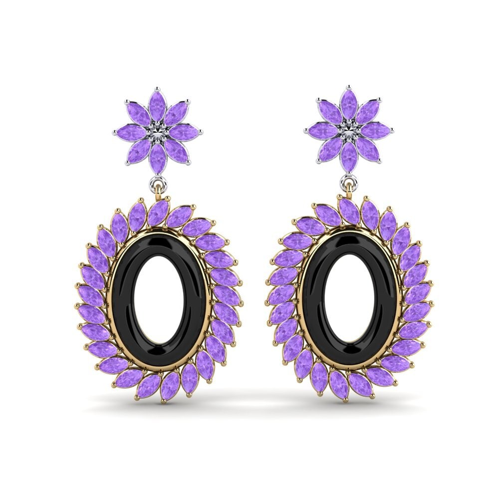 9ct Yellow & White Gold Amethyst Women's Earring Prouty