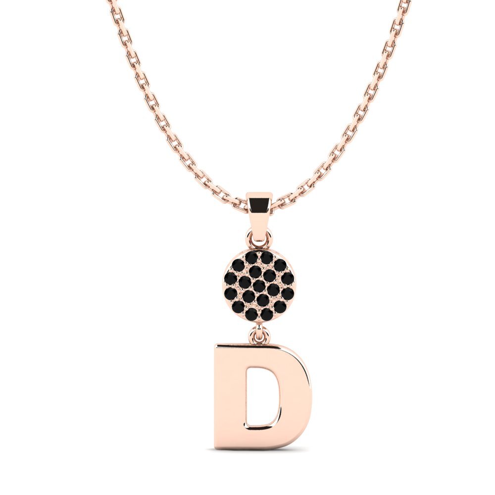 Rotgold 585 Schwarzer Onyx Damen anhänger Pruneau - D