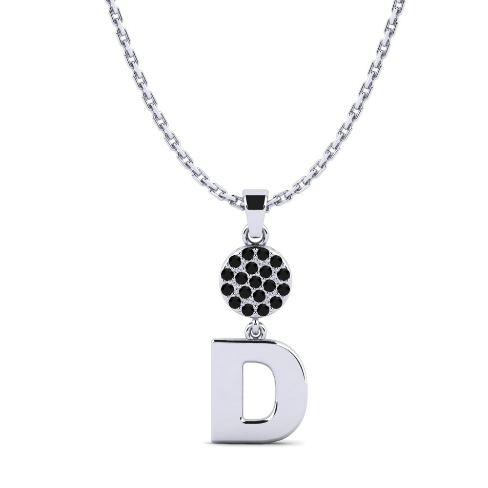 Weißgold 375 Schwarzer Onyx Damen anhänger Pruneau - D